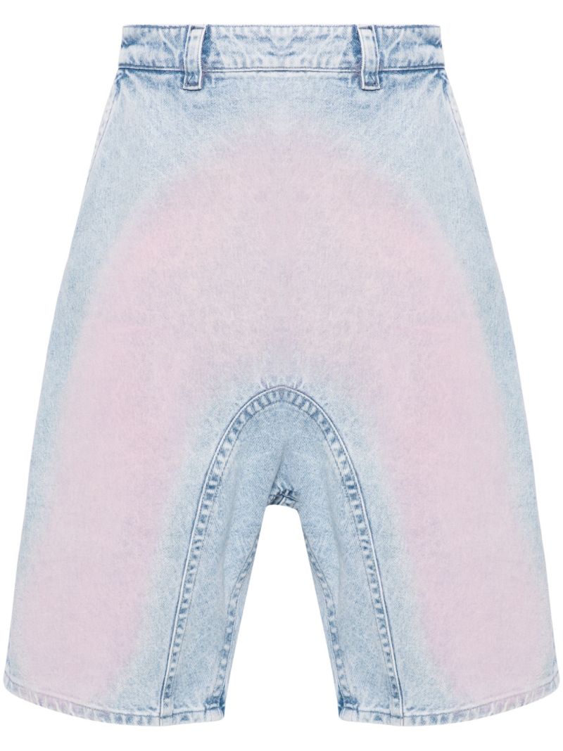 Blue Souffle Faded Denim Shorts