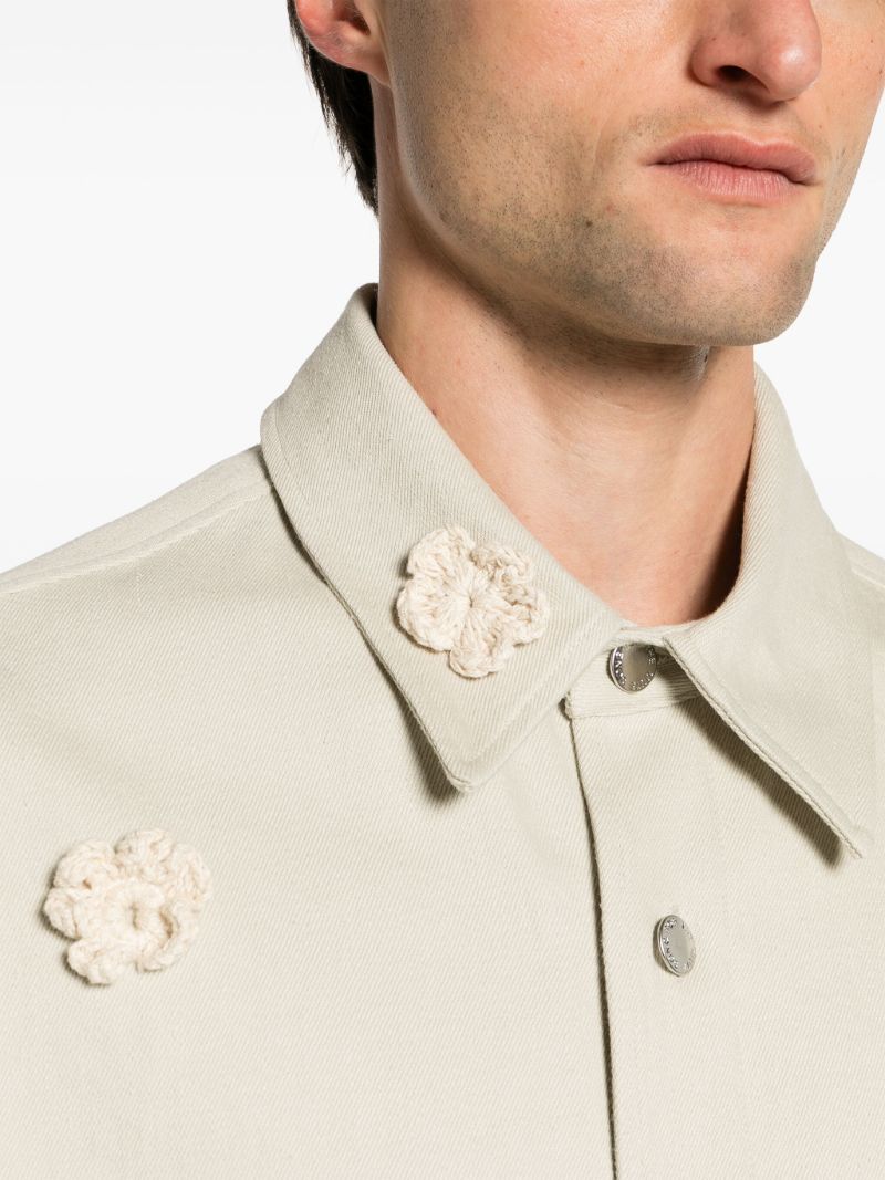 Neutral Daisy AppliquÃ_x0083_Â© Shirt Jacket