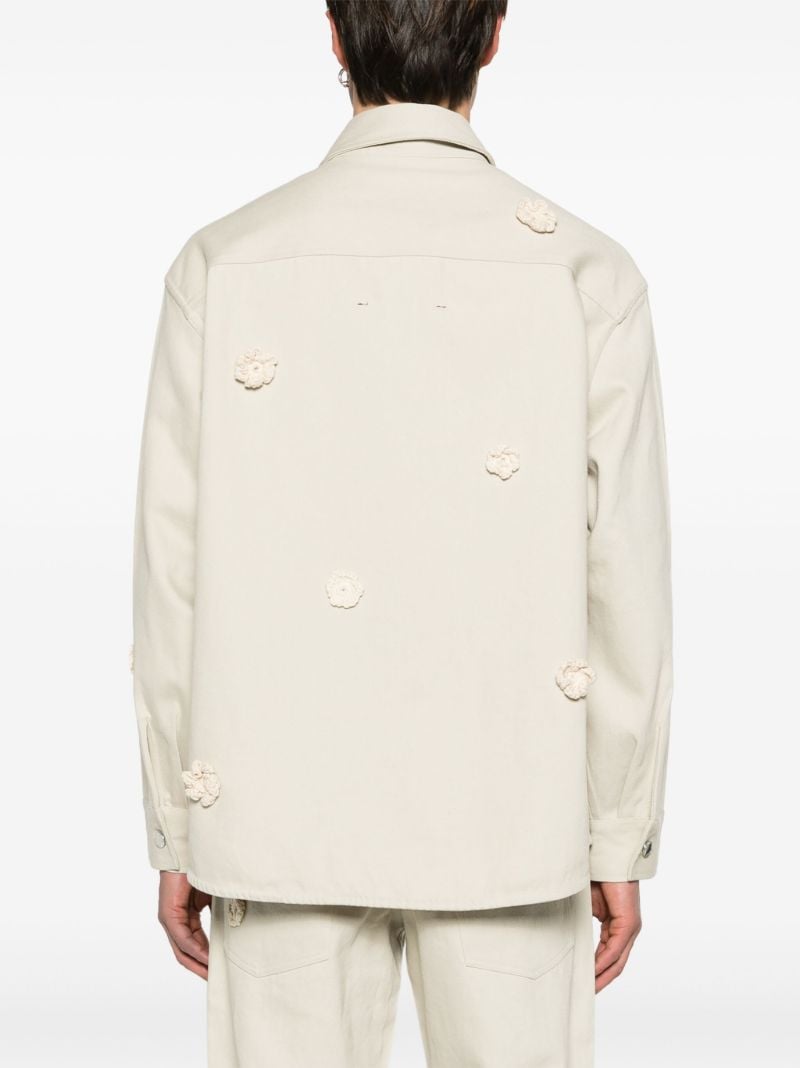 Neutral Daisy AppliquÃ_x0083_Â© Shirt Jacket