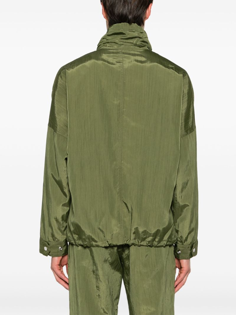 Green Zip-up Crinkled Jacket