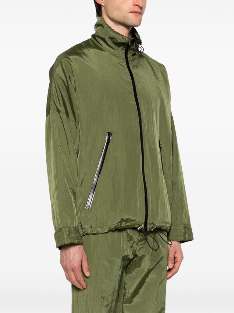 Green Zip-up Crinkled Jacket