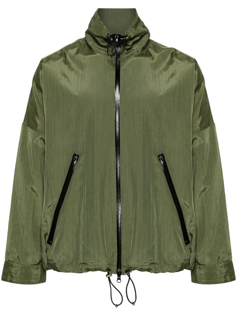 Green Zip-up Crinkled Jacket