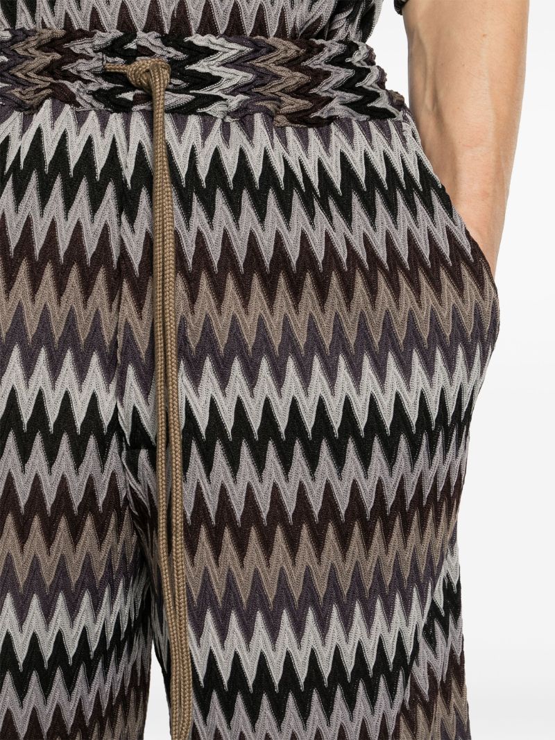 Black Chevron-knit Elasticated-waist Shorts