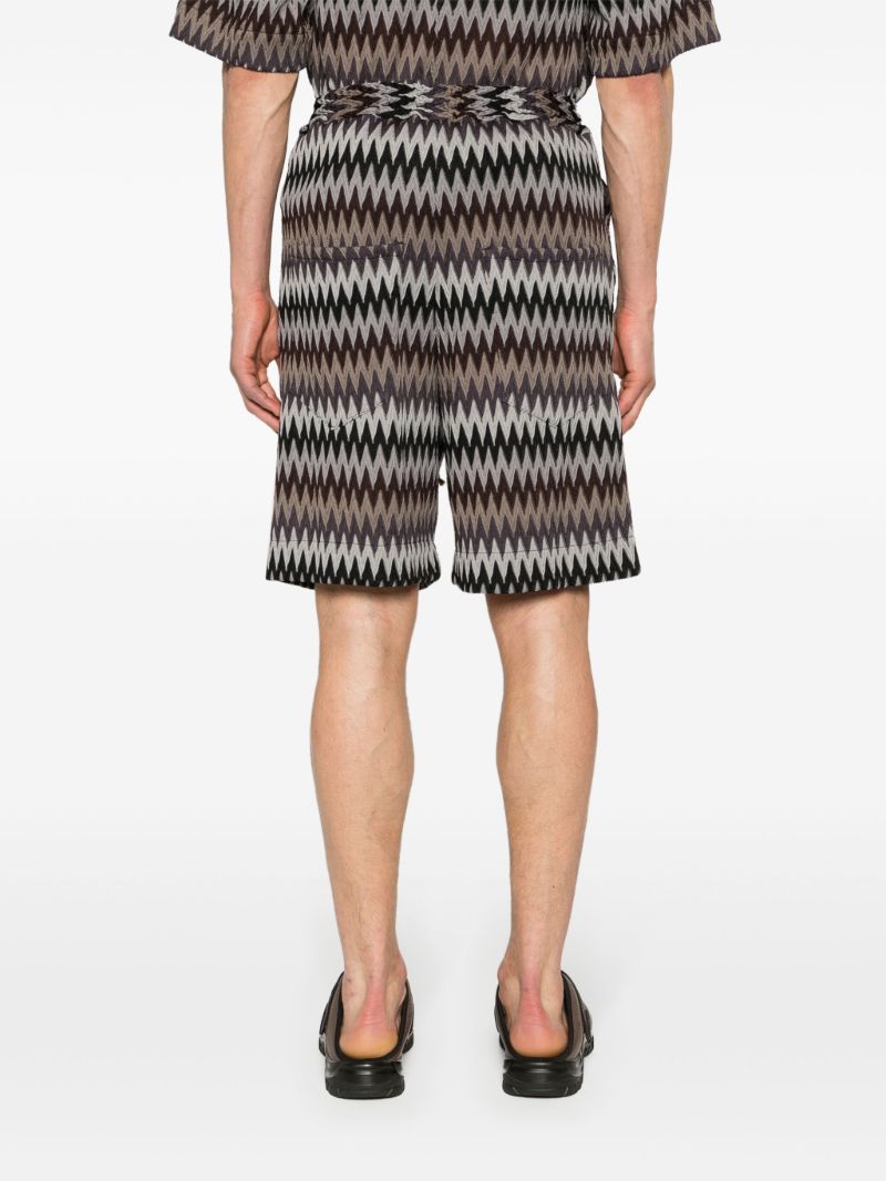 Black Chevron-knit Elasticated-waist Shorts