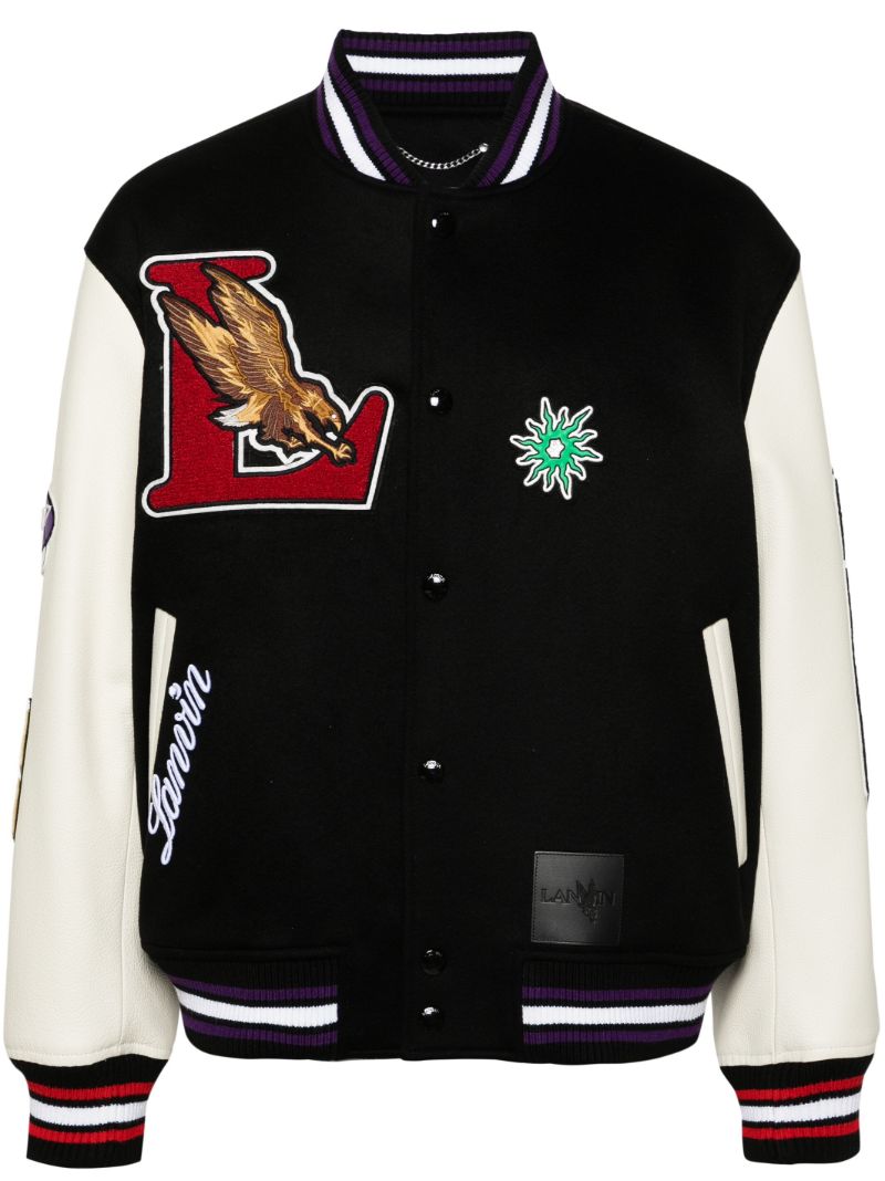 Black Logo-patch Varsity Jacket