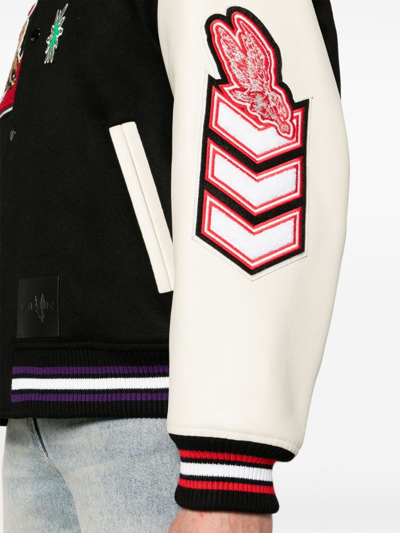 Black Logo-patch Varsity Jacket