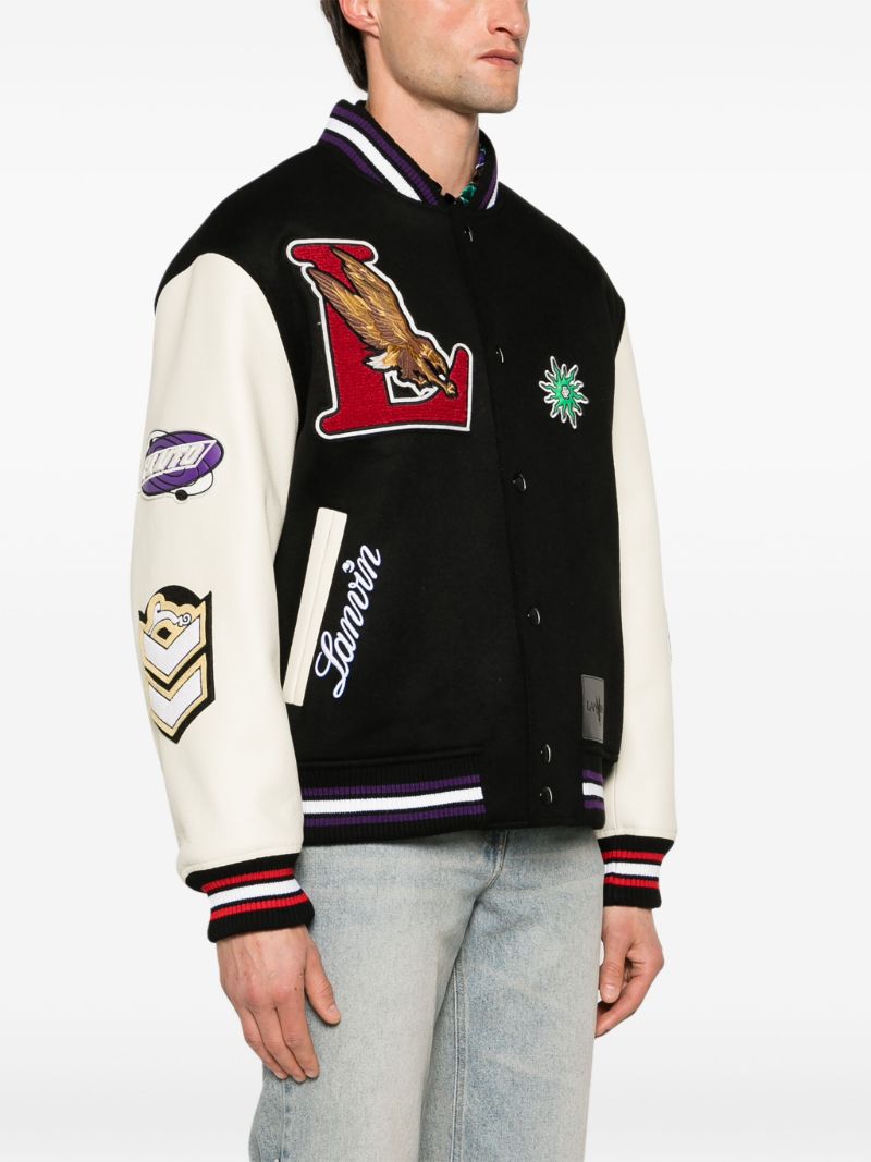 Black Logo-patch Varsity Jacket