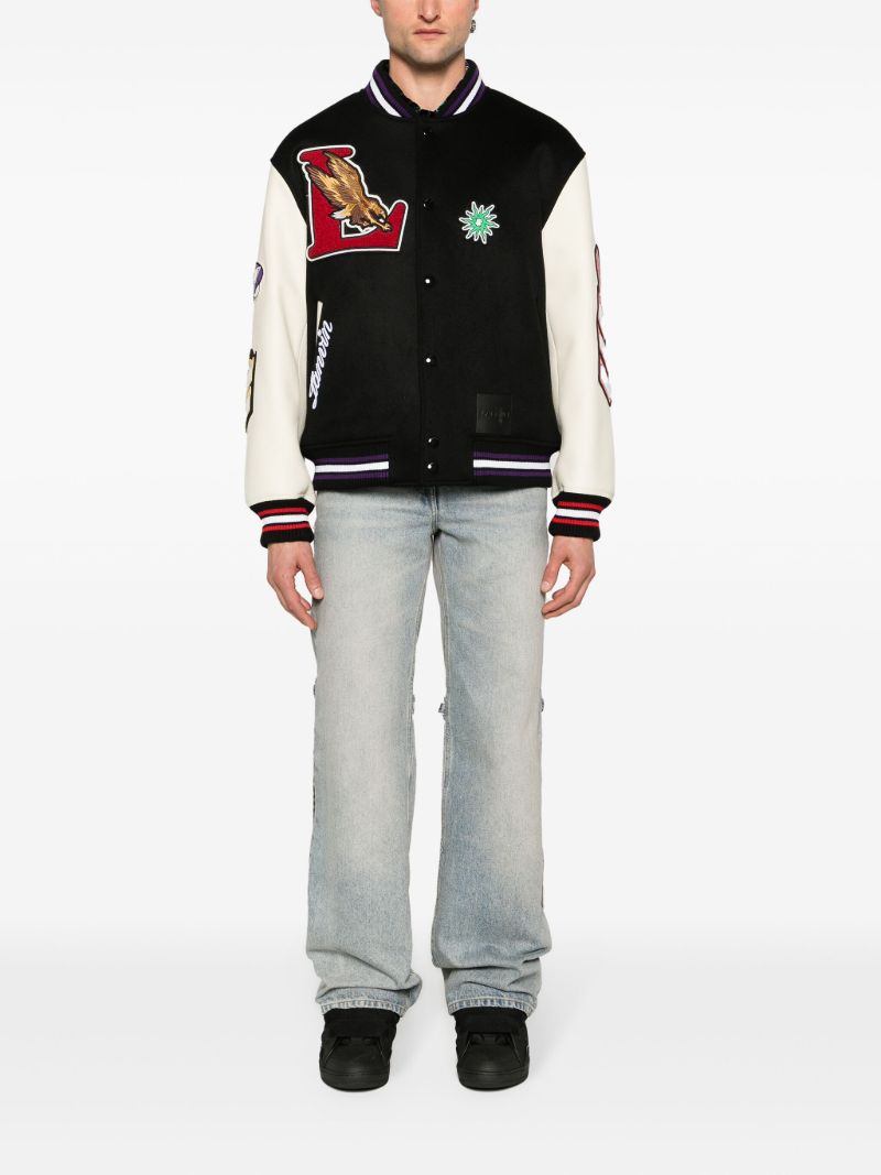 Black Logo-patch Varsity Jacket