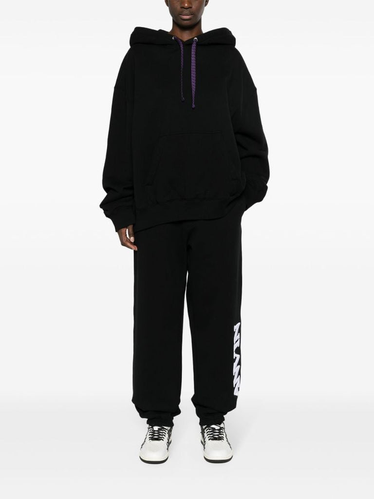 Black Logo-embroidered Cotton Hoodie