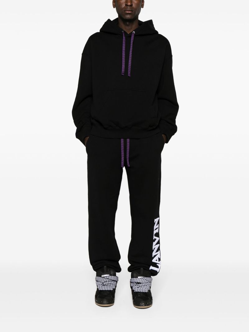 Black Logo-embroidered Cotton Hoodie