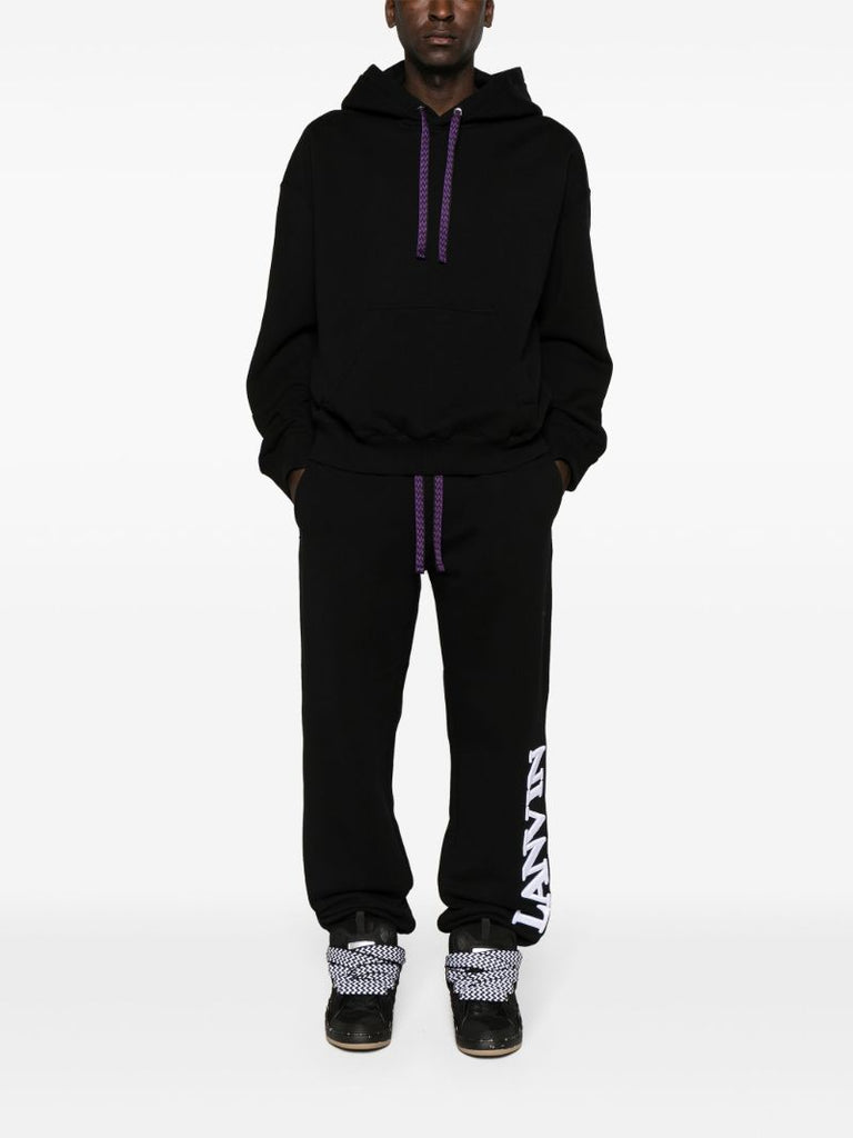 Black Logo-embroidered Cotton Hoodie