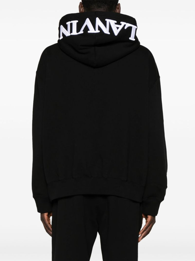 Black Logo-embroidered Cotton Hoodie