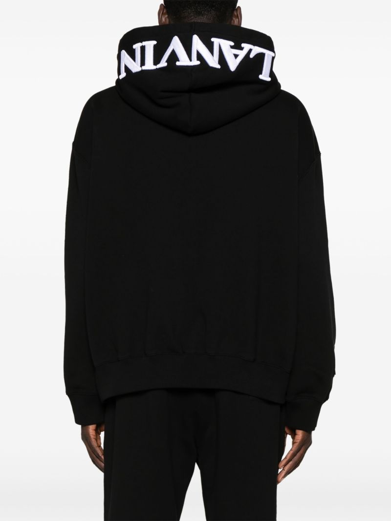 Black Logo-embroidered Cotton Hoodie