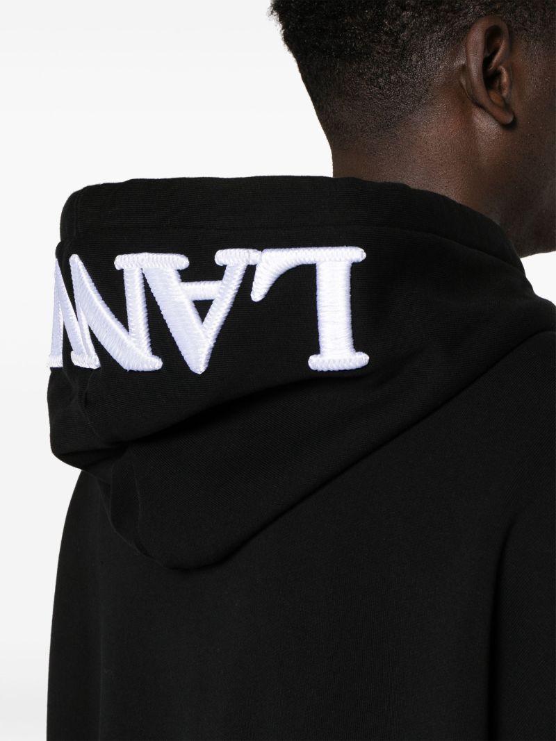 Black Logo-embroidered Cotton Hoodie