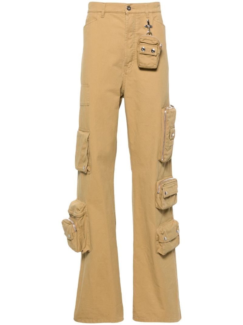 Neutral Cotton Twill Cargo Trousers