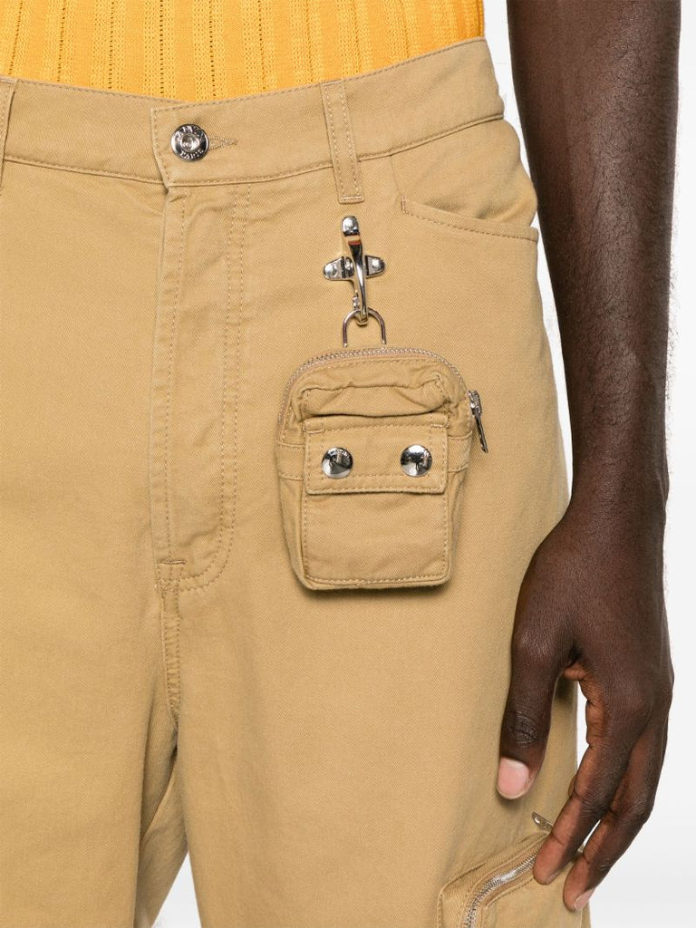 Neutral Cotton Twill Cargo Trousers
