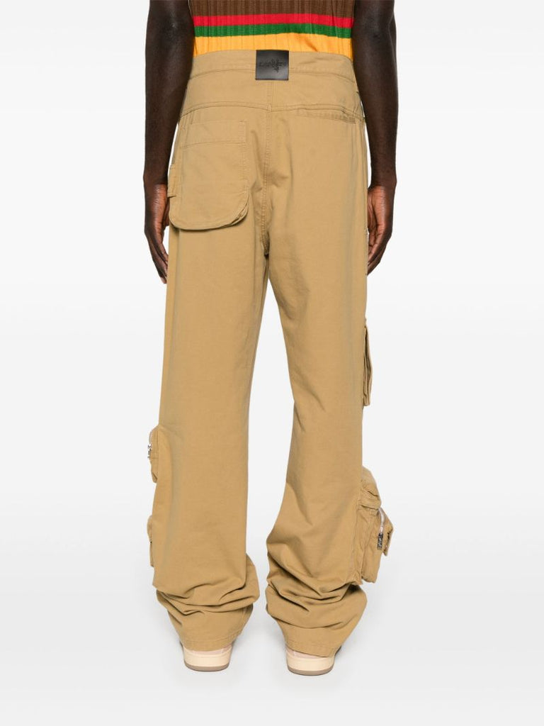 Neutral Cotton Twill Cargo Trousers