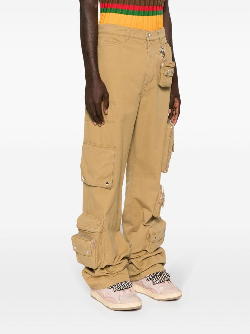 Neutral Cotton Twill Cargo Trousers