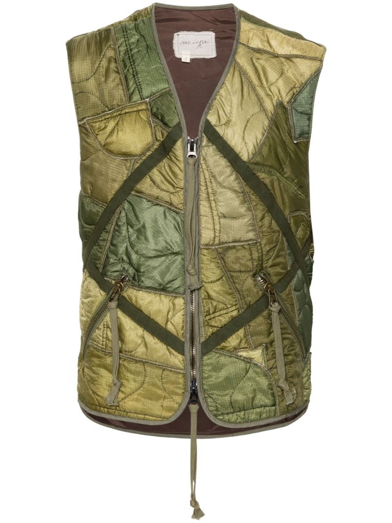 Green Patchwork Padded Vest