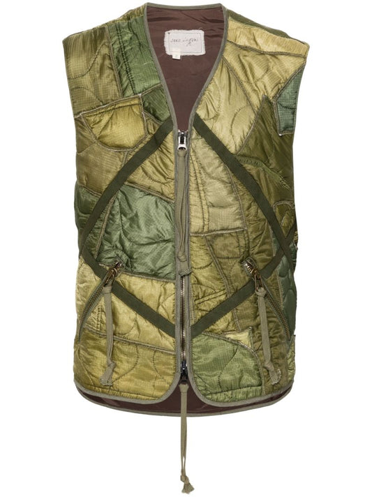 Green Patchwork Padded Vest
