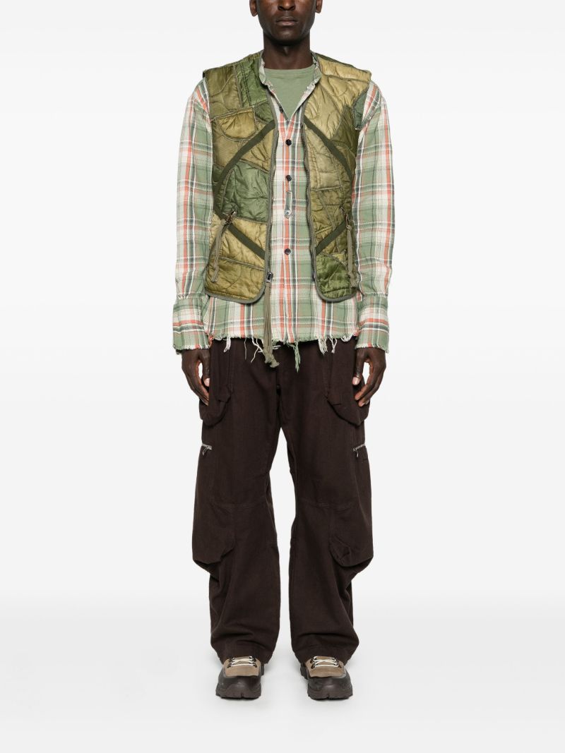 Green Patchwork Padded Vest