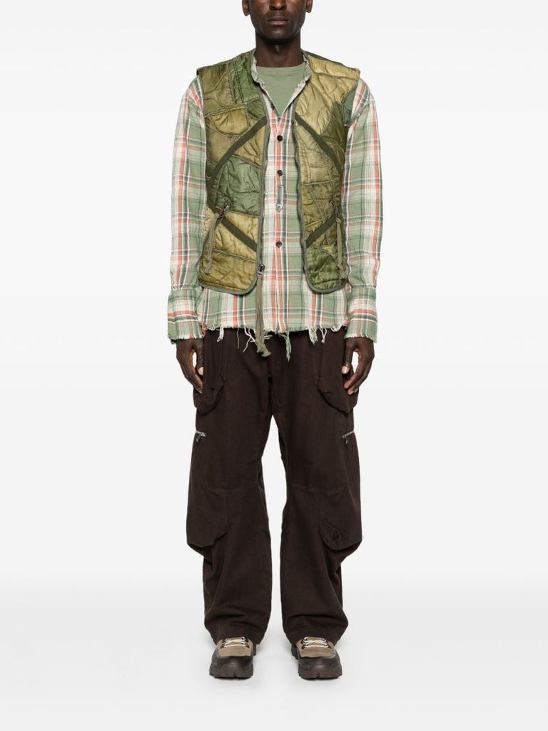 Green Patchwork Padded Vest