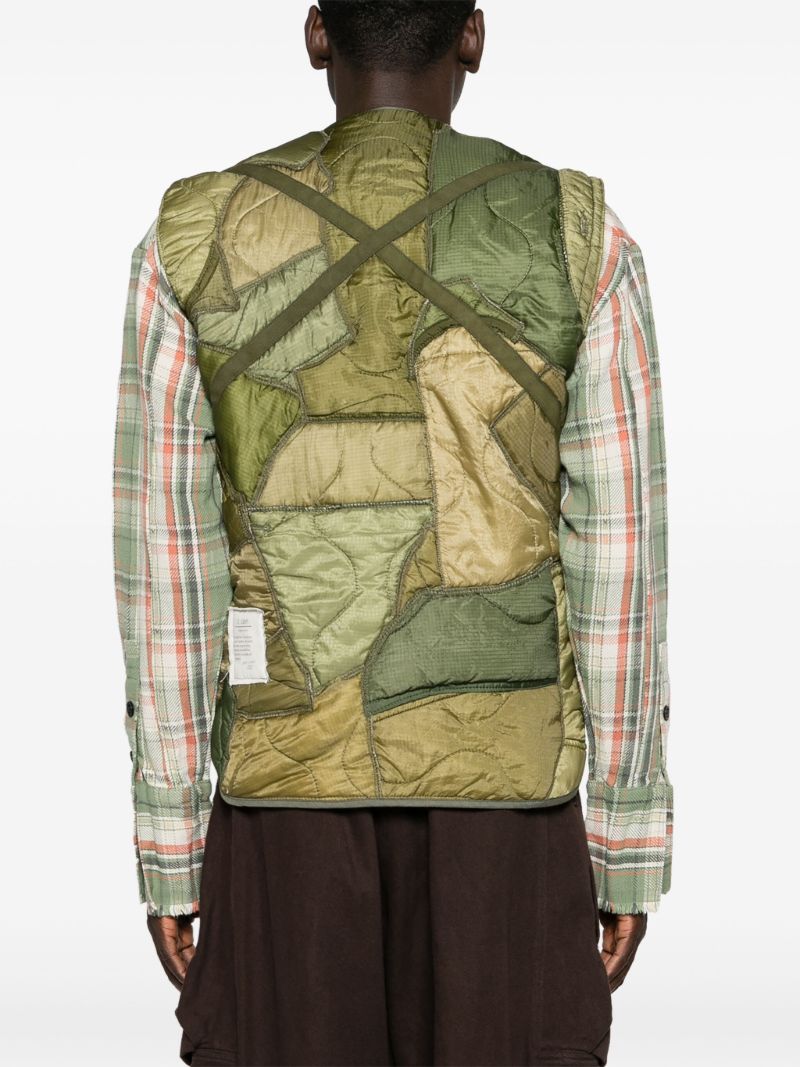 Green Patchwork Padded Vest