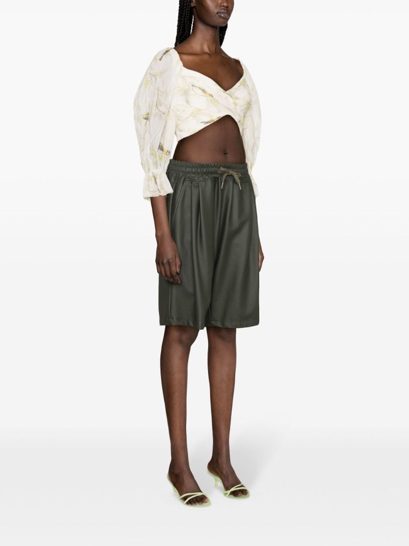 White Pleated Cropped Blouse