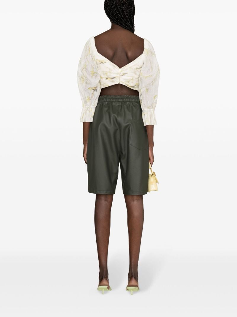 White Pleated Cropped Blouse