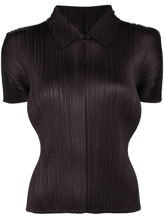 Black PlissÃ_x0083_Â© Effect Blouse