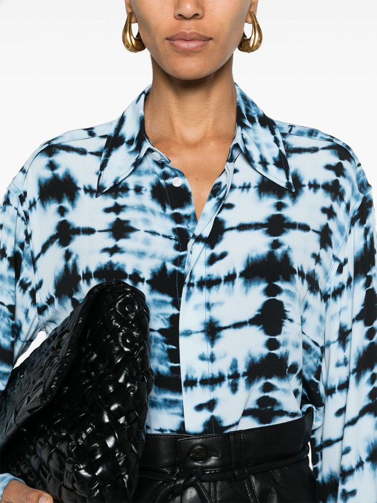 Blue Tie-dye Crepe Shirt