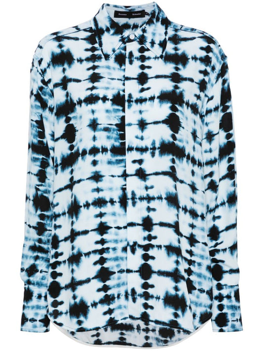 Blue Tie-dye Crepe Shirt