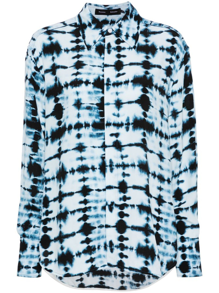 Blue Tie-dye Crepe Shirt