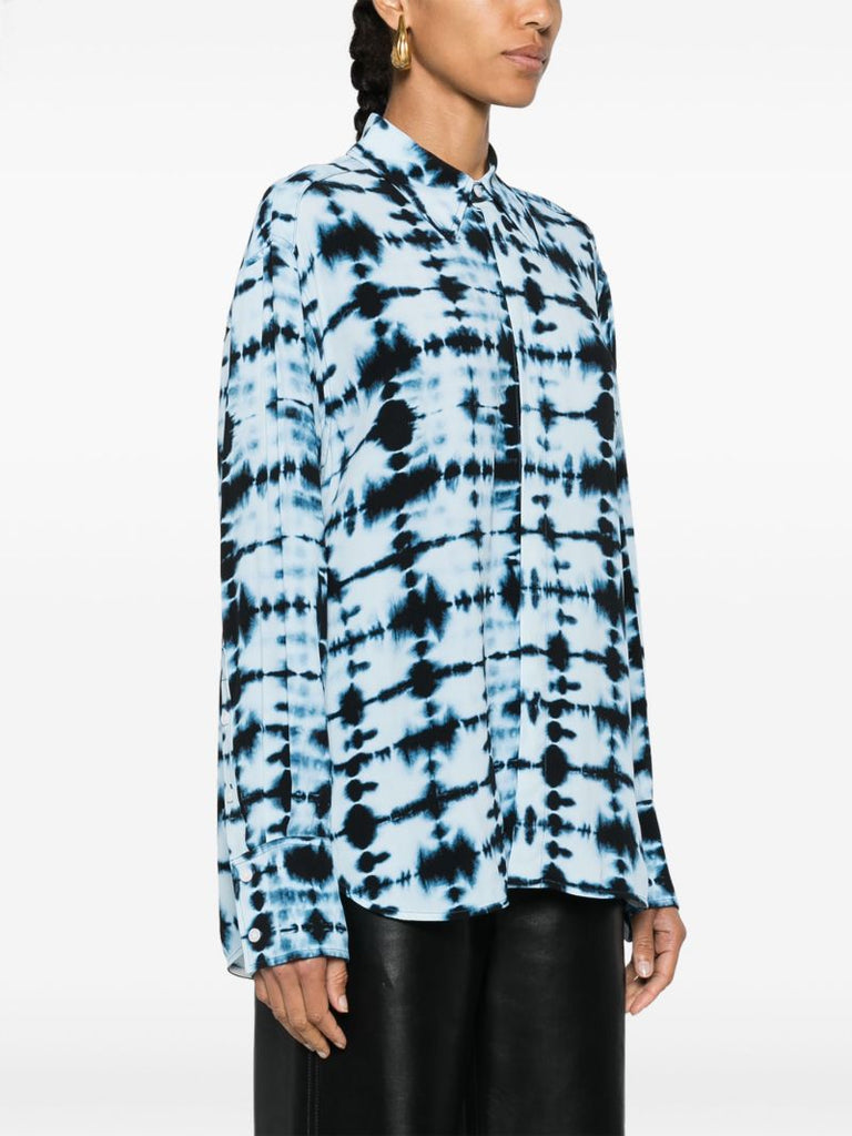 Blue Tie-dye Crepe Shirt