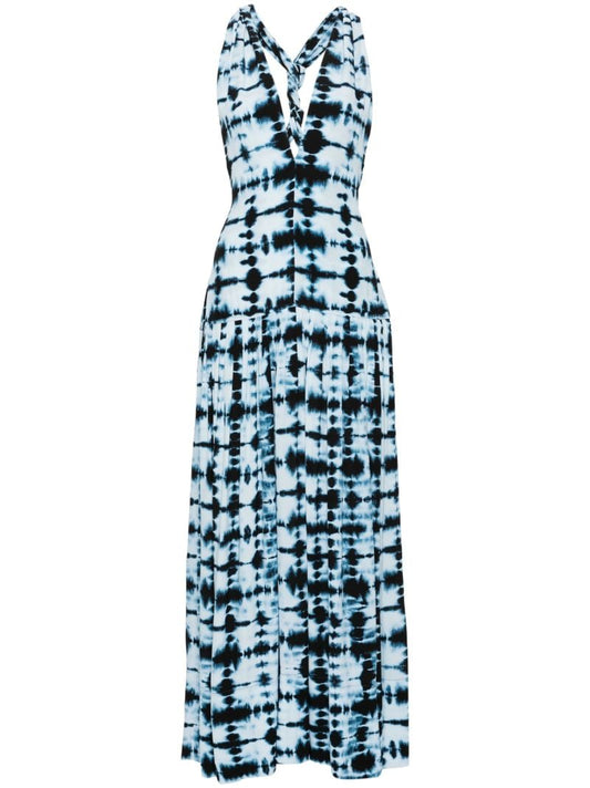 Blue Tie-dye Sleeveless Maxi Dress