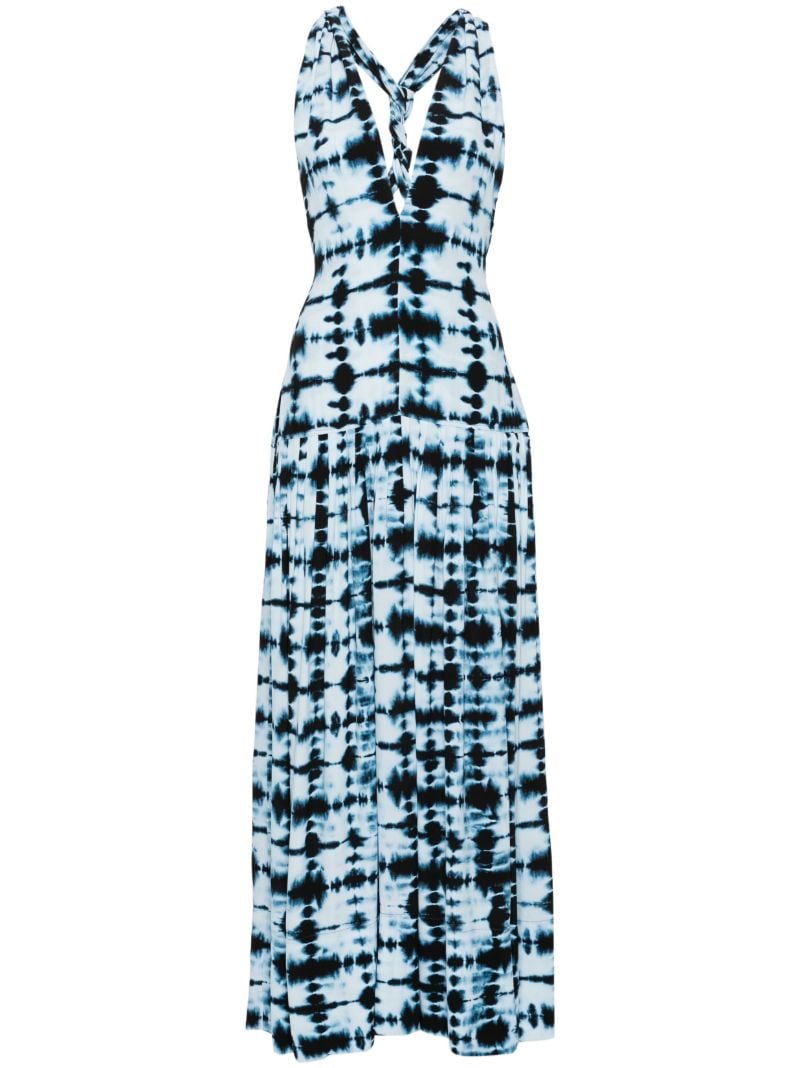 Blue Tie-dye Sleeveless Maxi Dress