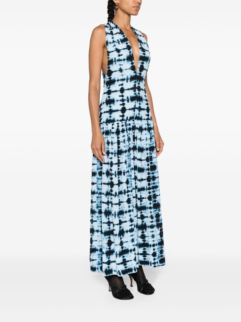 Blue Tie-dye Sleeveless Maxi Dress