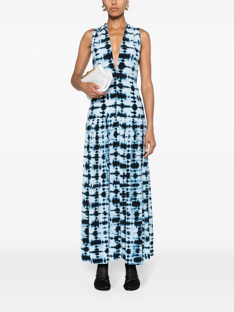 Blue Tie-dye Sleeveless Maxi Dress