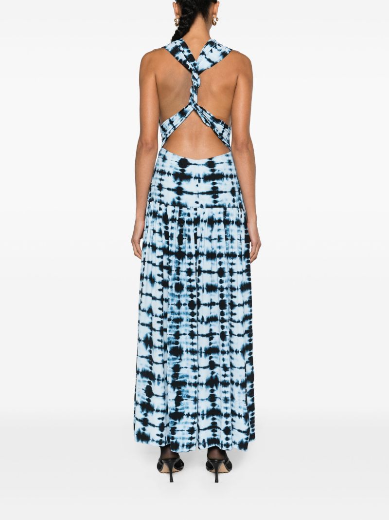 Blue Tie-dye Sleeveless Maxi Dress