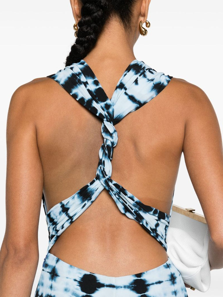 Blue Tie-dye Sleeveless Maxi Dress