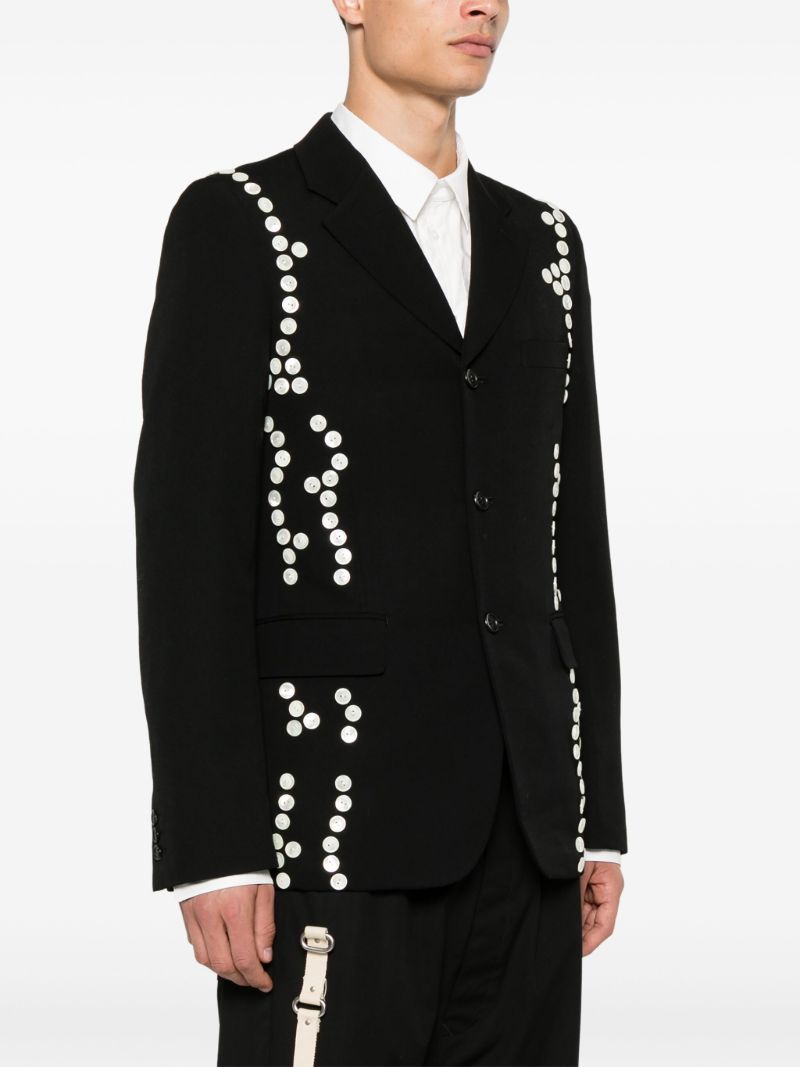 Black Button-embellished Blazer