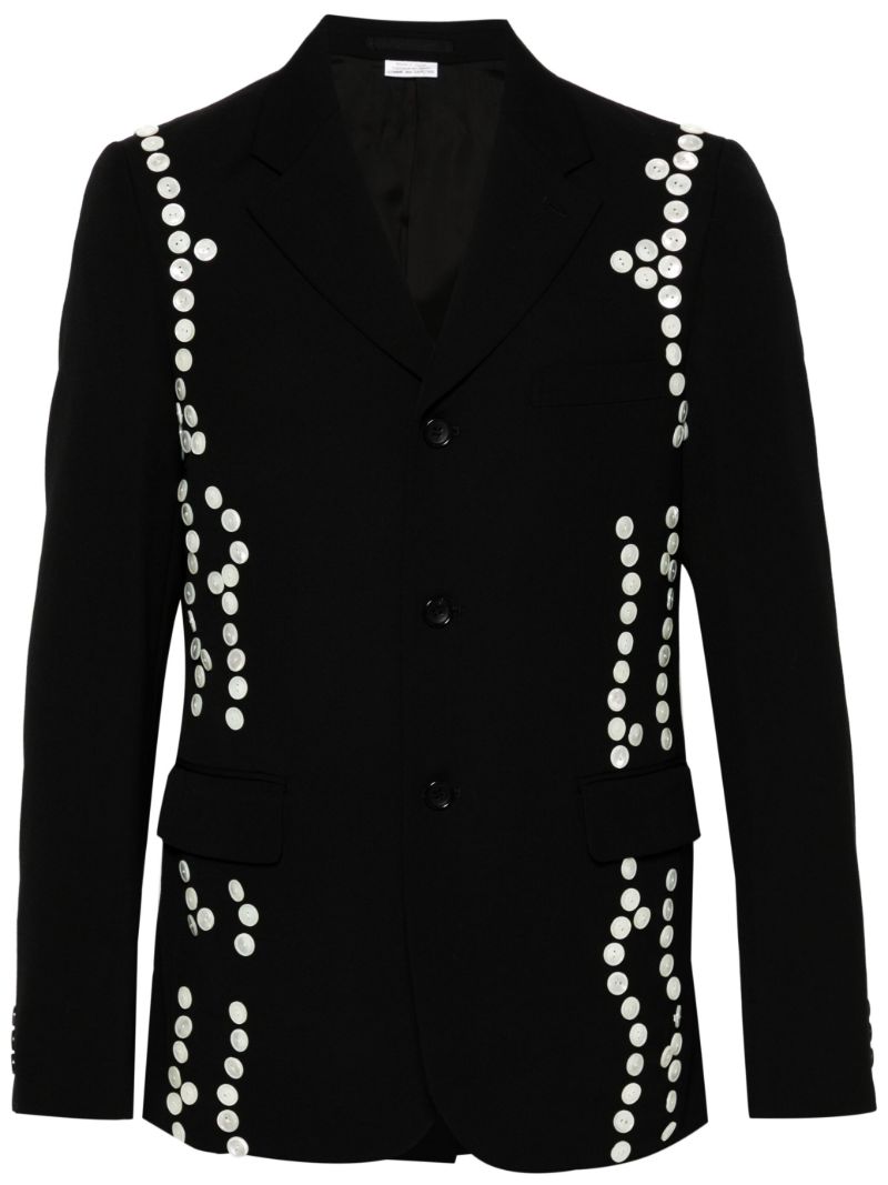 Black Button-embellished Blazer