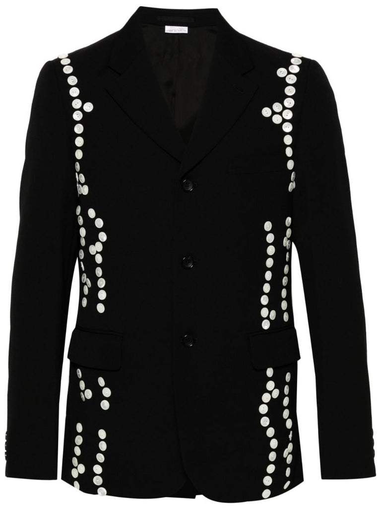 Black Button-embellished Blazer