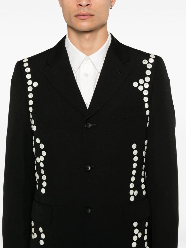 Black Button-embellished Blazer