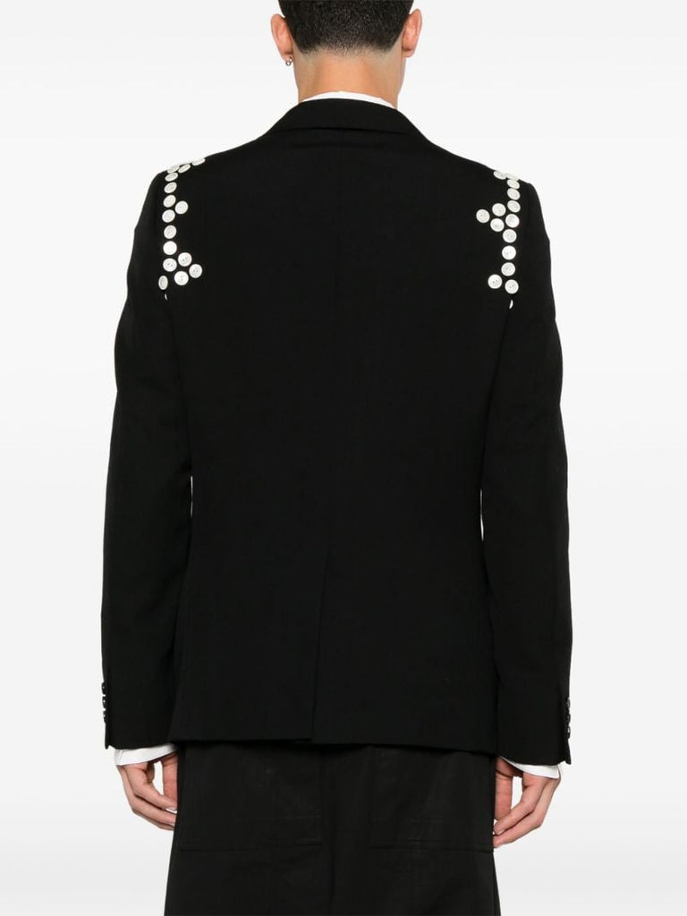 Black Button-embellished Blazer