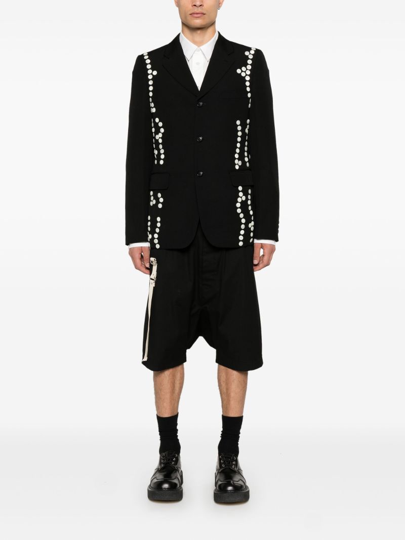 Black Button-embellished Blazer