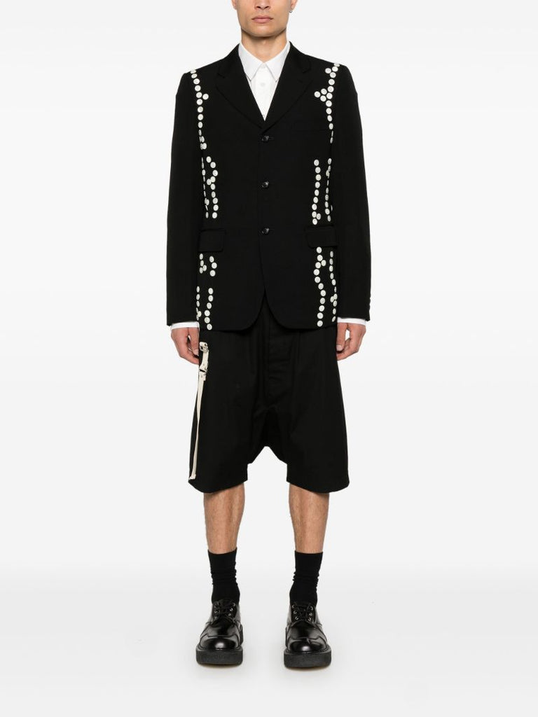 Black Button-embellished Blazer