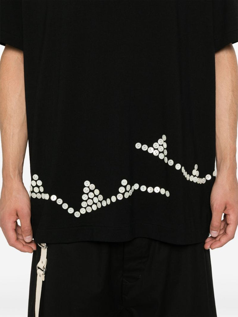 Black Button-embellished T-shirt