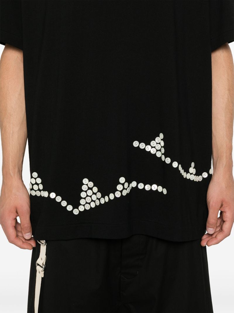 Black Button-embellished T-shirt