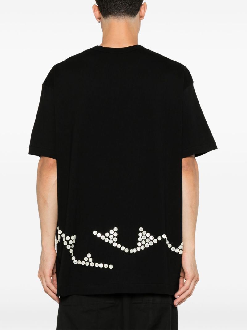 Black Button-embellished T-shirt